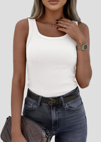 PRETTYGARDEN Womens Summer Tops Spring Cute Sleeveless Scoop Neck Workout Tank Top Casual Ribbed Knit Basic Cami Shirts PRETTYGARDEN