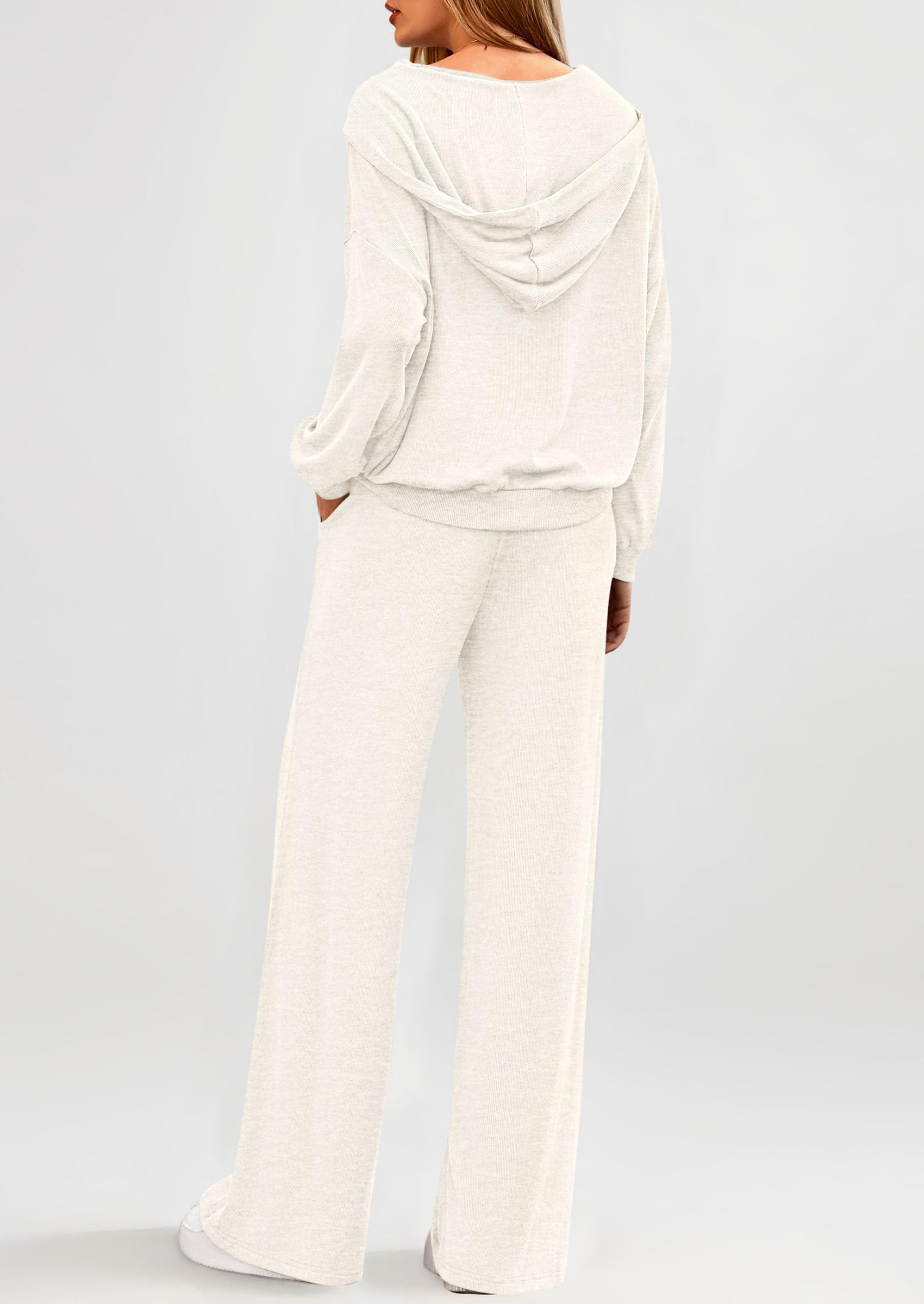 PRETTYGARDEN Women's 2 Piece Fall Lounge Sets Zip Up Hoodie Wide Leg Pants Tracksuit Matching Travel Outfits Clothes