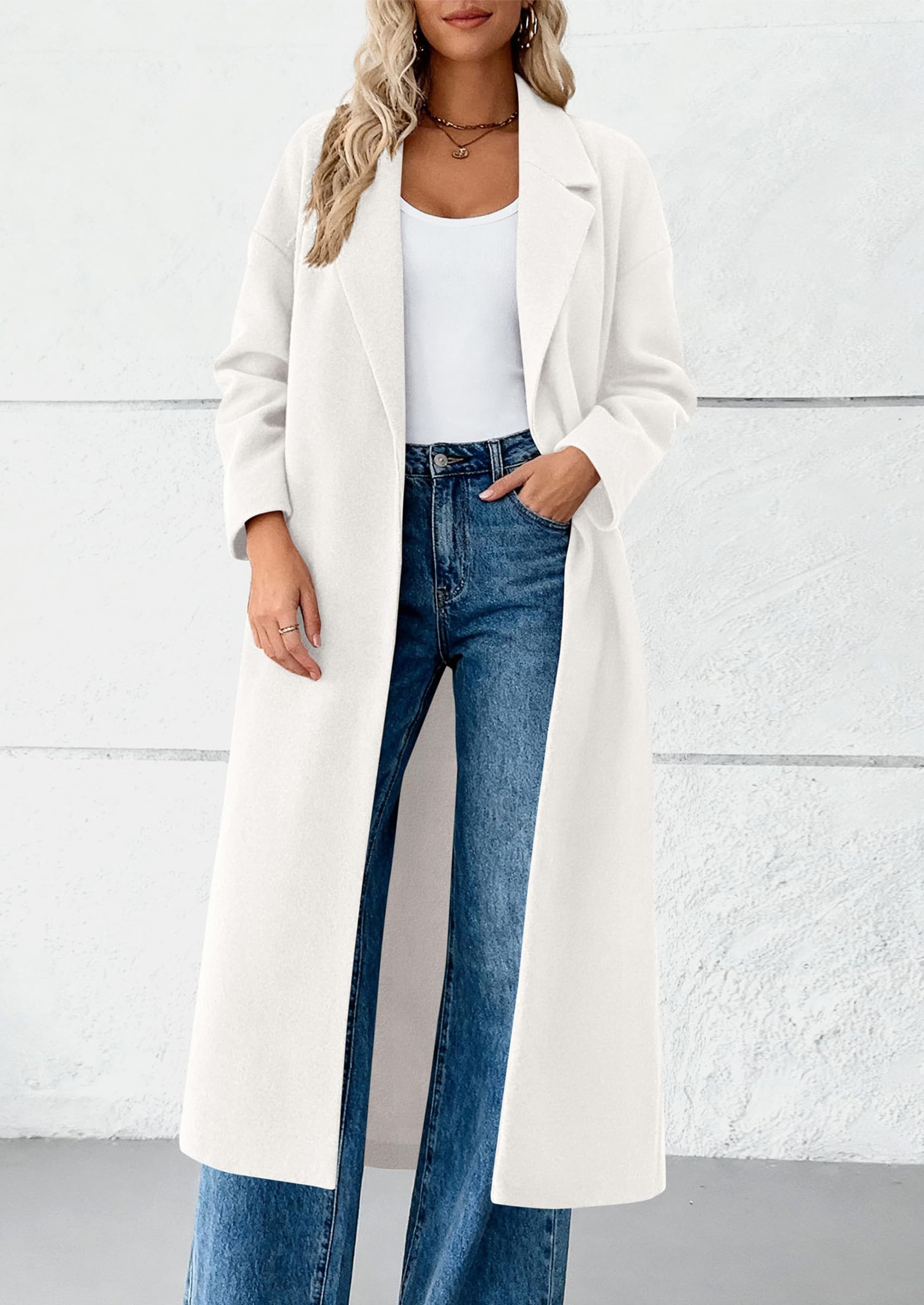 PRETTYGARDEN Womens Winter Coats Trendy Long Sleeve Notch Lapel Button Long Jackets Casual Oversized Vacation Outfits