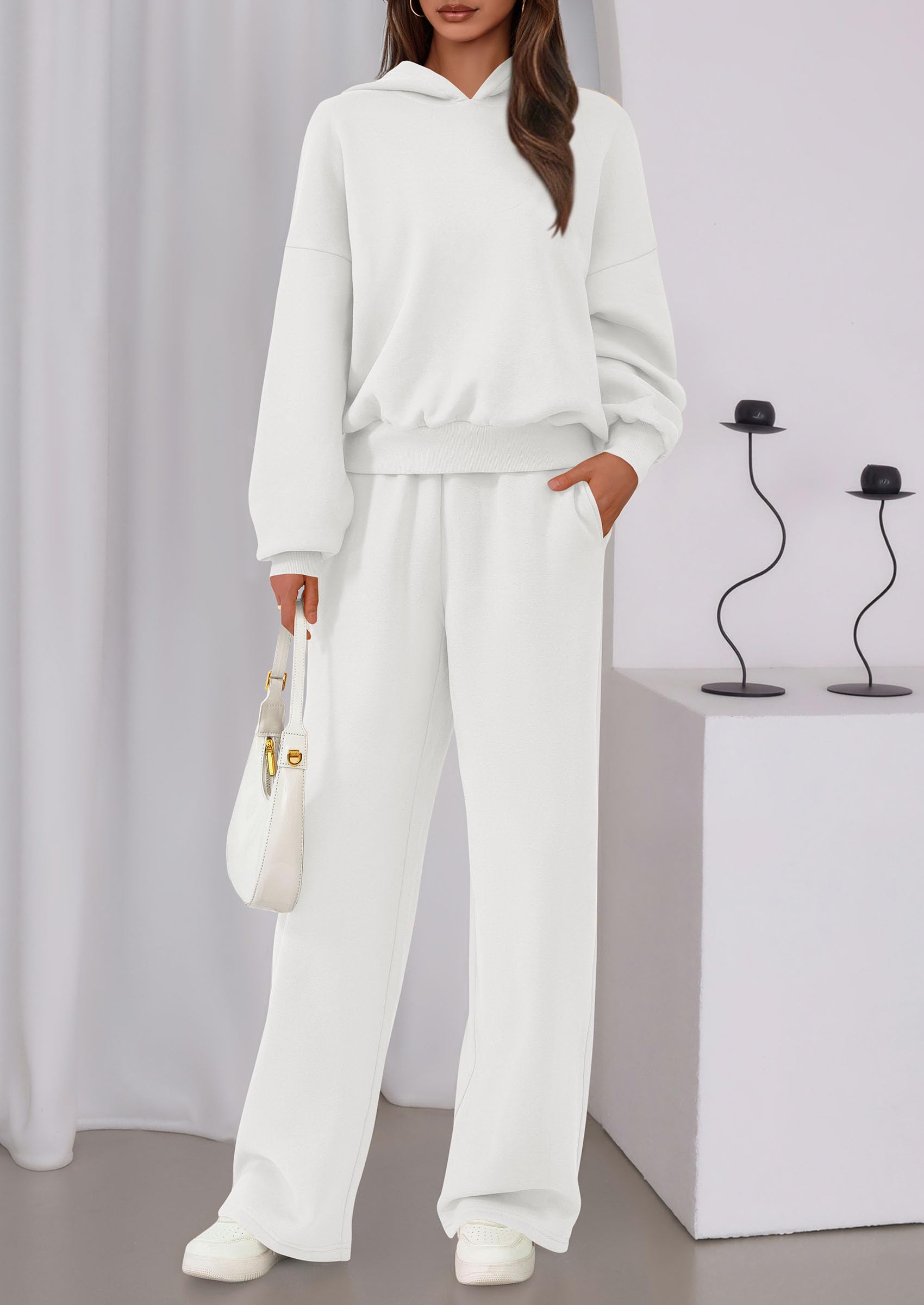 PRETTYGARDEN Womens Sweatsuits 2 Piece Set Casual Winter Long Sleeve Hoodie Loose Wide Leg Sweatpants Fall Tracksuit