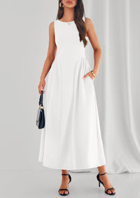 PRETTYGARDEN Summer Sleeveless Maxi Dresses for Women Elegant Classy A Line Tank Formal Midi Long Wedding Guest Dress PRETTYGARDEN