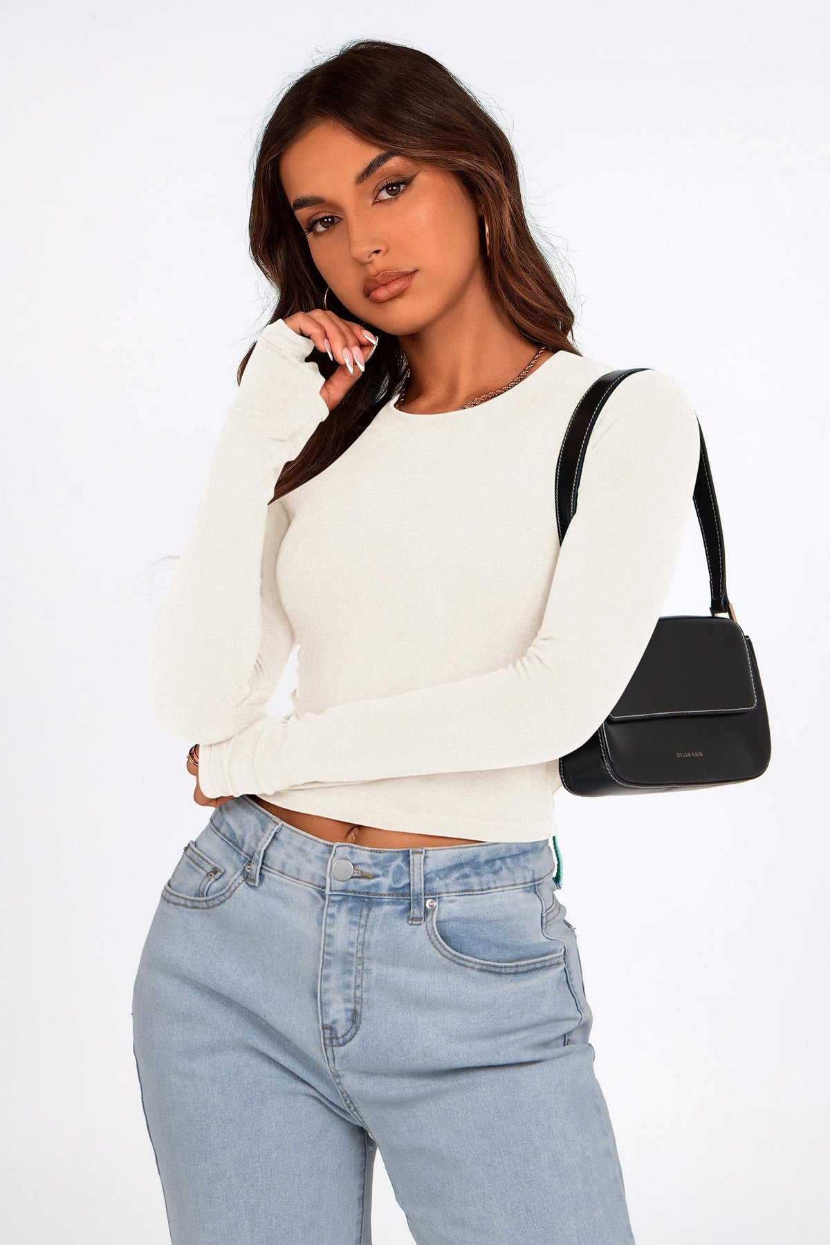 Long Sleeve Crop Tops Y2K Fashion Clothes Basic Slim Fit Tee Shirts Blouse