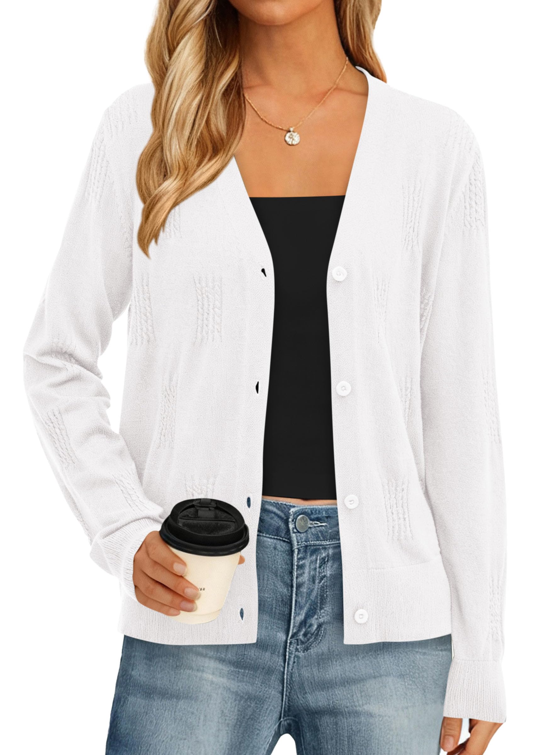 PRETTYGARDEN Women's Soft Winter Cardigan Sweaters Lightweight Knit Button Up Shrug Fall Sweater Tops PRETTYGARDEN