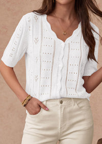 PRETTYGARDEN Womens Short Sleeve Crochet Knit Sweater Spring Fashion Button Down Lightweight Cardigans Summer Tops PRETTYGARDEN