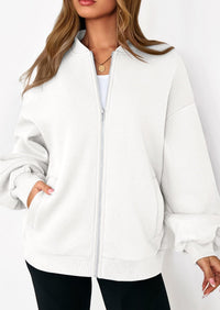 KIRUNDO Oversized Sweatshirt for Women Zip Up Bomber Jacket Fall Fashion Casual Long Sleeve Outerwear Winter Outfits PRETTYGARDEN