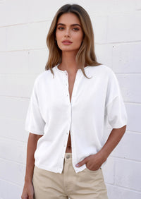 PRETTYGARDEN Women Spring Short Sleeve Cardigan Sweaters Button Down Knit Shirt Blouse Dressy Casual Tops Summer Outfits PRETTYGARDEN