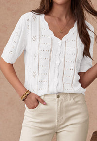 PRETTYGARDEN Womens Short Sleeve Crochet Knit Sweater Spring Fashion Button Down Lightweight Cardigans Summer Tops PRETTYGARDEN