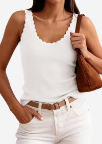 PRETTYGARDEN Womens Summer Sleeveless Tank Tops V Neck Ruffle Lightweight Ribbed Knit Shirt Casual Going Out Top PRETTYGARDEN