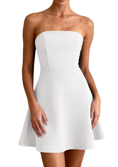 PRETTYGARDEN Women's Strapless Mini Summer Dress Spring A Line Tube Top Sundress Cocktail Party Short Dresses PRETTYGARDEN