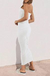 Ribbed Maxi Bodycon Summer Strapless Tube Y2K Party Club Long Dress