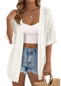 PRETTYGARDEN Summer Cardigan Sweaters for Women Lightweight  Short Sleeve Knit Coverup Spring Beach Vacation Clothes PRETTYGARDEN