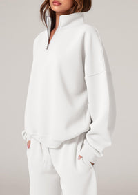 PRETTYGARDEN Womens Casual Two Piece Sets Fall Outfits Quarter Zip Sweatshirts Straight Leg Pants Sweatsuits Tracksuit