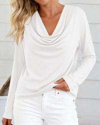 PRETTYGARDEN Womens Spring Tops Dressy Cowl Neck Long Sleeve Shirts Loose Business Casual Blouses Teacher Tunic Top PRETTYGARDEN