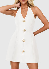 PRETTYGARDEN Cocktail Dresses for Women Short Summer Elegant Halter V Neck Sleeveless A Line Spring Mini Party Dress PRETTYGARDEN