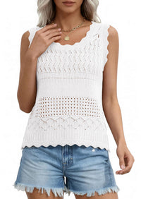 PRETTYGARDEN Womens Crochet Tank Tops Summer Spring Boho Sleeveless Cute Knit Sweater Vest Trendy Beach Vacation Clothes PRETTYGARDEN