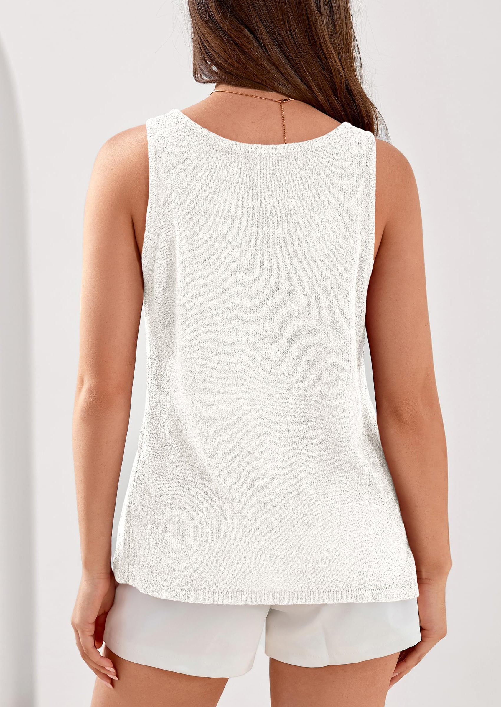 PRETTYGARDEN Women Summer Tank Tops Basic Sleeveless V Neck Light Sweater Vest Knit Crop Top Beach Vacation Clothes PRETTYGARDEN