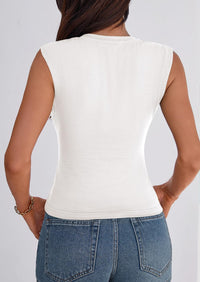 PRETTYGARDEN Womens T Shirts Spring Fashion V Neck Sleeveless Cute Going Out Tops Plain Fitted Tank Top Y2k Outfits PRETTYGARDEN