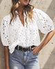 Hollow Out Lace Embroidered Blouse