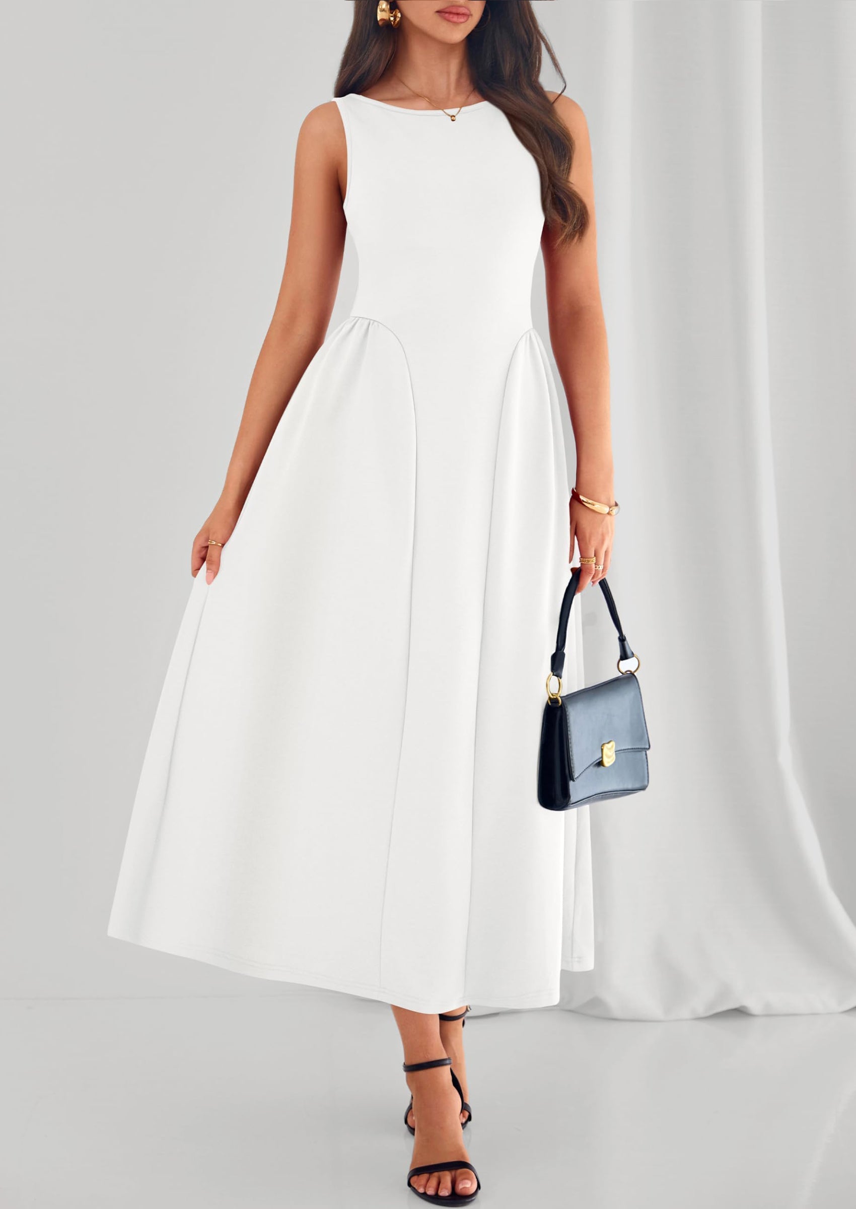 PRETTYGARDEN Summer Sleeveless Maxi Dresses for Women Elegant Classy A Line Tank Formal Midi Long Wedding Guest Dress PRETTYGARDEN