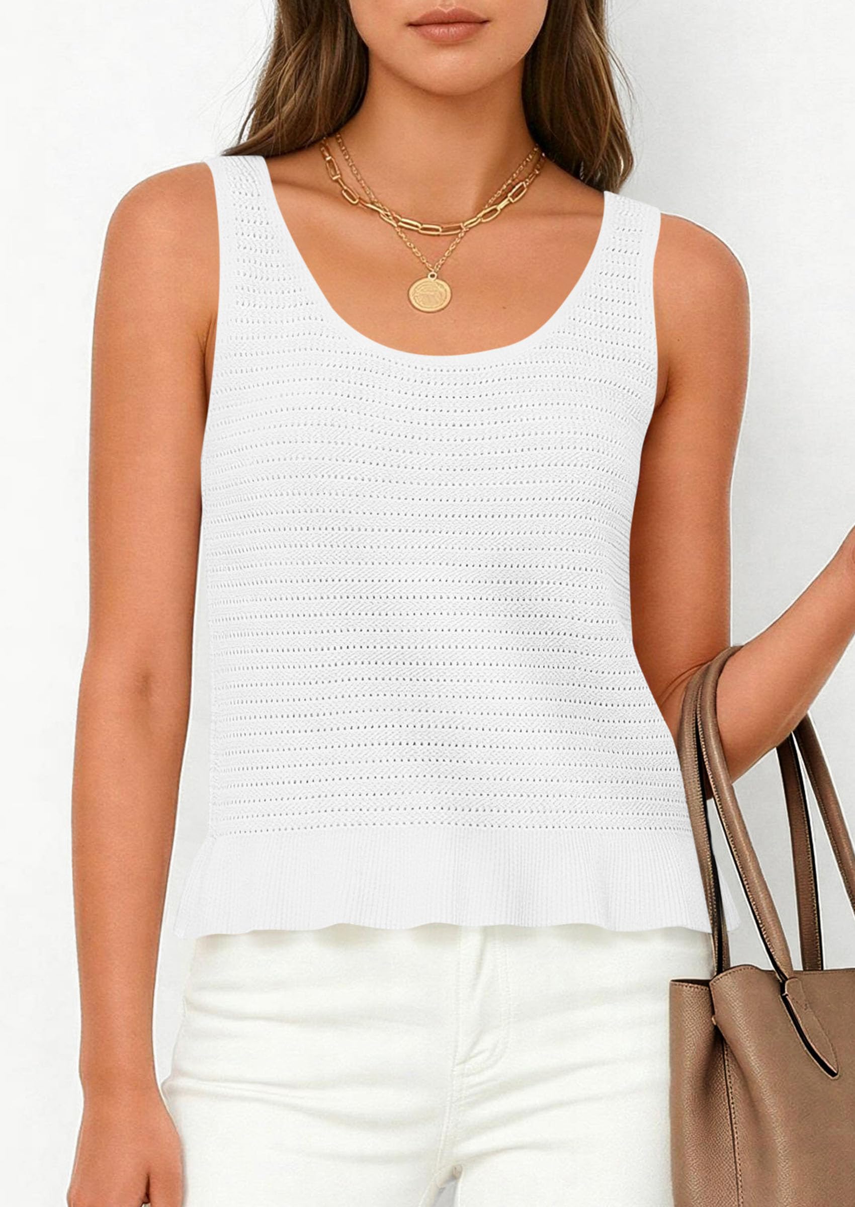 PRETTYGARDEN Womens Spring Crochet Tops Summer Sleeveless Scoop Neck Boho Sweater Tank Top Cute Beach Vacation Clothes PRETTYGARDEN