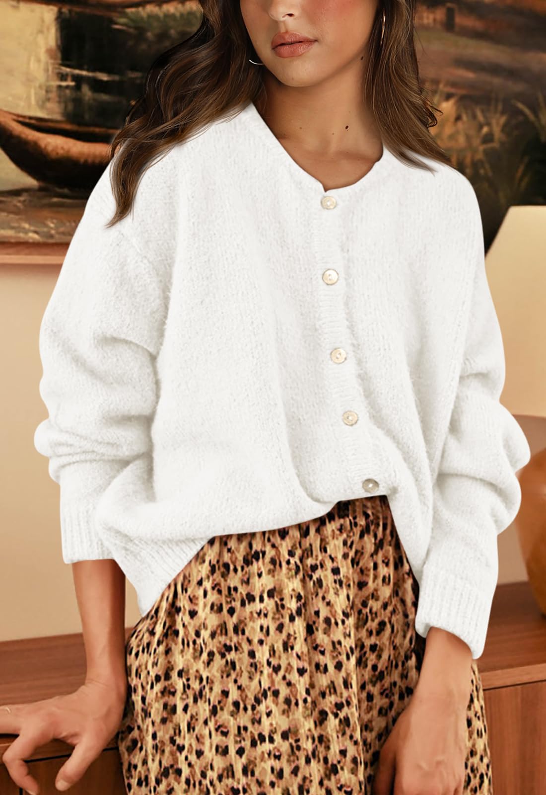 PRETTYGARDEN Long Sleeve Crewneck Button Down Womens Sweaters Fall Open Front Chunky Cardigan Sweaters for Women PRETTYGARDEN