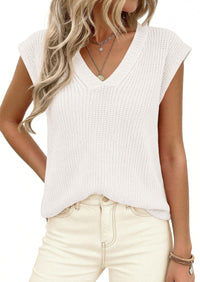 PRETTYGARDEN Women's Lightweight Sweaters Vest Spring Trendy Cap Sleeve V Neck Knit Tank Tops Summer Going Out Outfits PRETTYGARDEN