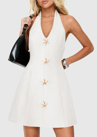 PRETTYGARDEN Cocktail Dresses for Women Short Summer Elegant Halter V Neck Sleeveless A Line Spring Mini Party Dress PRETTYGARDEN