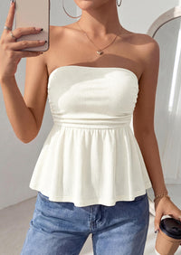 PRETTYGARDEN Womens Tube Tops Trendy Summer Casual Ruffle Hem Cute Tank Tops Going Out Strapless Shirts Vacation Outfits PRETTYGARDEN