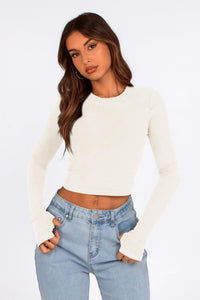 Long Sleeve Crop Tops Y2K Fashion Clothes Basic Slim Fit Tee Shirts Blouse