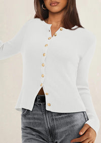 PRETTYGARDEN Womens Fall Cardigan Sweaters Lightweight Long Sleeve Button up Ribbed Knit Tops Winter Fashion Clothes