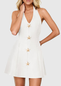 PRETTYGARDEN Cocktail Dresses for Women Short Summer Elegant Halter V Neck Sleeveless A Line Spring Mini Party Dress PRETTYGARDEN