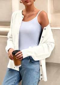 PRETTYGARDEN Fall Long Sleeve Cardigans for Women Trendy Open Front Winter Button Down Crewneck Soft Knit Sweater Jacket