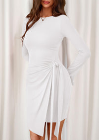 PRETTYGARDEN Women Mini Bodycon Dresses Long Sleeve Ruched Fitted Short Night Out Trendy Party Club Outfits Fall Clothes