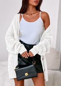 PRETTYGARDEN Women's Cable Knit Sweaters Fall Oversized Chunky Open Front Long Sleeve Cardigan Winter Coats