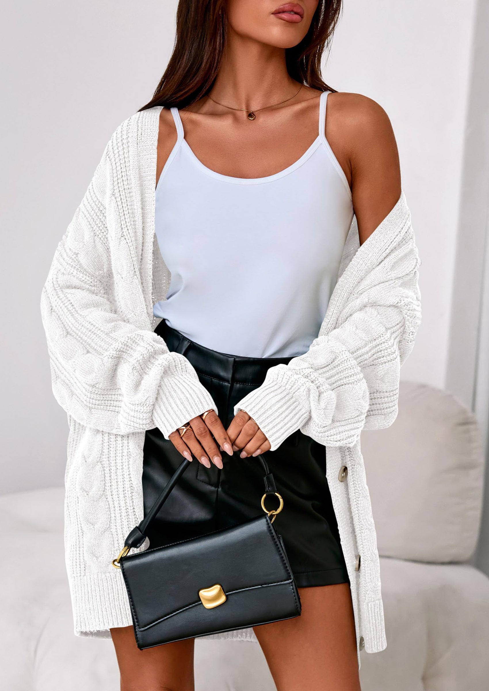 PRETTYGARDEN Women's Cable Knit Sweaters Fall Oversized Chunky Open Front Long Sleeve Cardigan Winter Coats