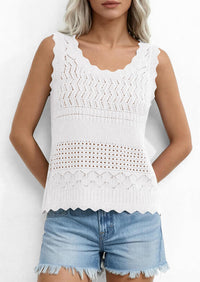 PRETTYGARDEN Womens Crochet Tank Tops Summer Spring Boho Sleeveless Cute Knit Sweater Vest Trendy Beach Vacation Clothes PRETTYGARDEN