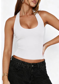 PRETTYGARDEN Women's Summer Halter Tank Tops Y2K Sleeveless Slim Fitted Backless Shirts Going Out Spring Workout Clothes PRETTYGARDEN