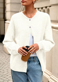 PRETTYGARDEN Fall Long Sleeve Cardigans for Women Trendy Open Front Winter Button Down Crewneck Soft Knit Sweater Jacket