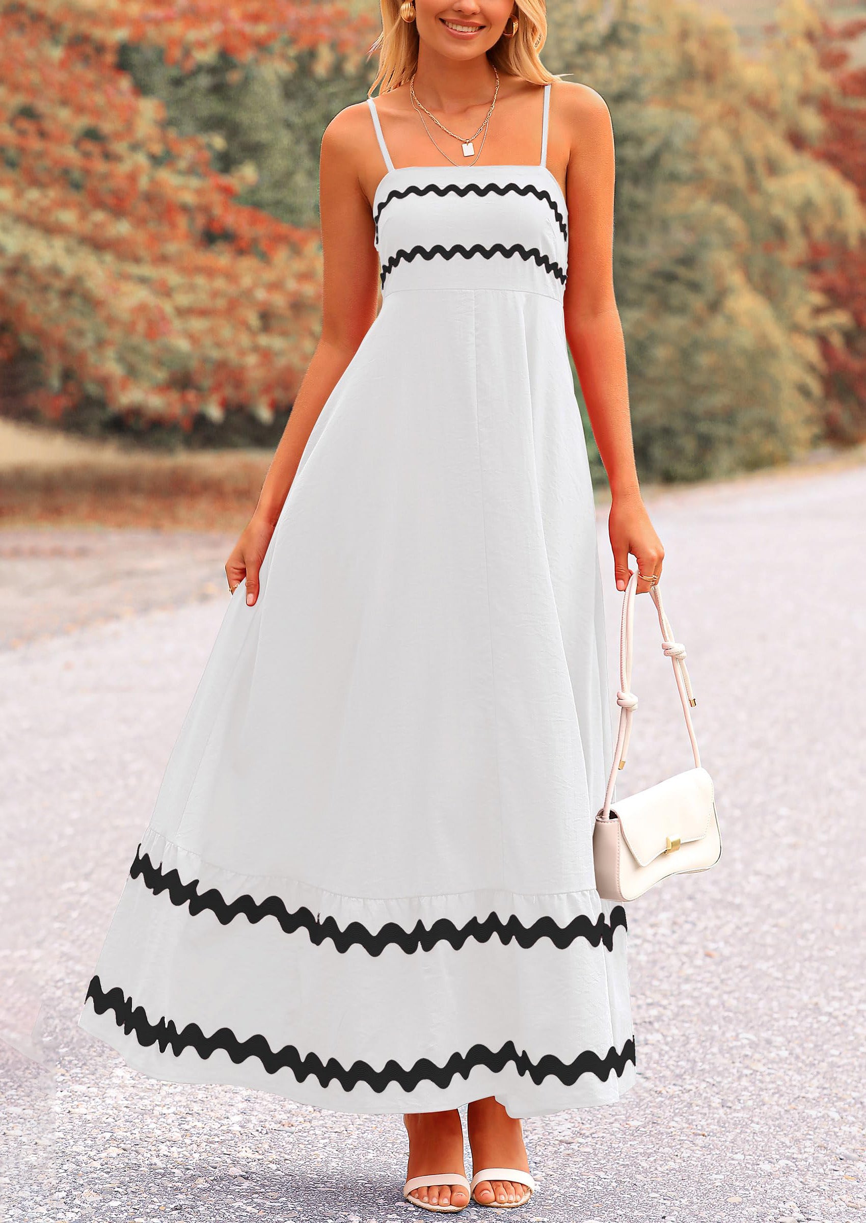 PRETTYGARDEN Women's Summer Flowy Maxi Dress Casual Sleeveless Spaghetti Strap Ruffle Beach Long Dresses