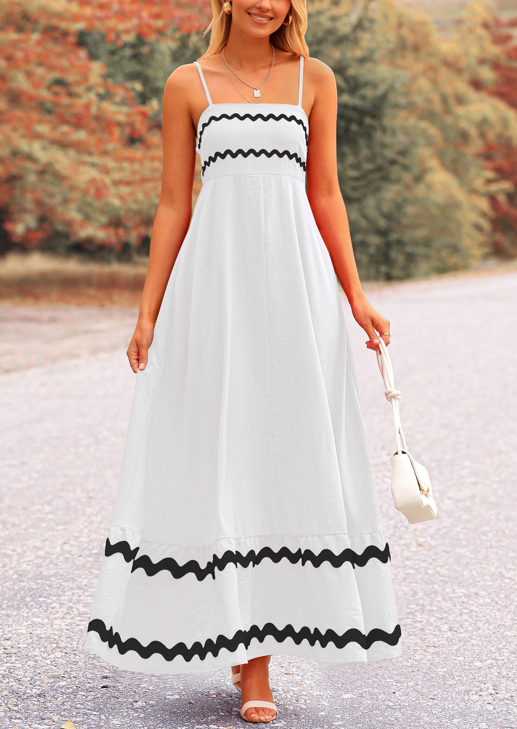 PRETTYGARDEN Women's Summer Flowy Maxi Dress Casual Sleeveless Spaghetti Strap Ruffle Beach Long Dresses