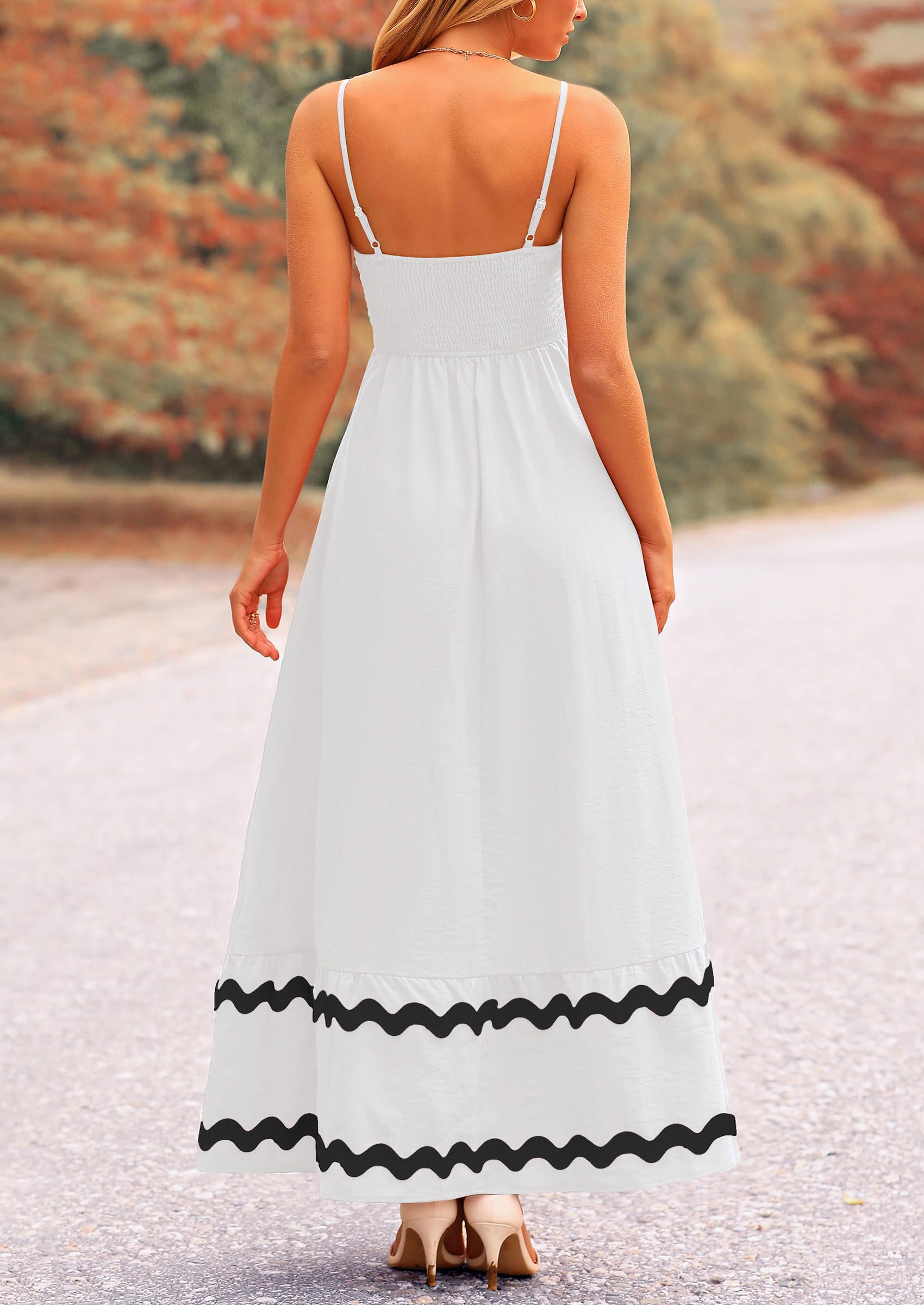 PRETTYGARDEN Women's Summer Flowy Maxi Dress Casual Sleeveless Spaghetti Strap Ruffle Beach Long Dresses