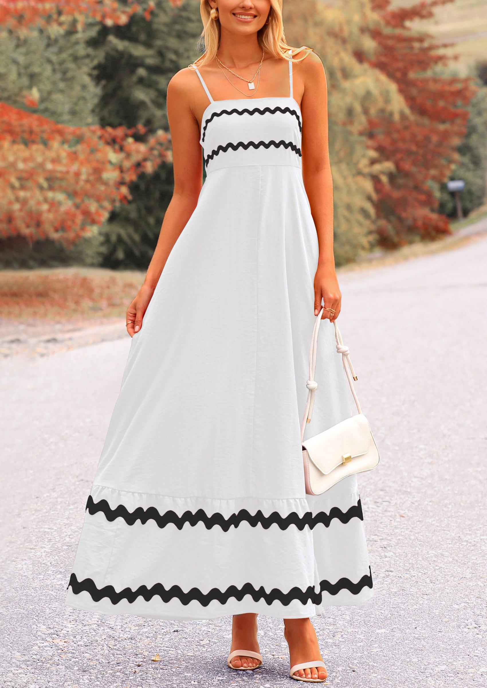 PRETTYGARDEN Women's Summer Flowy Maxi Dress Casual Sleeveless Spaghetti Strap Ruffle Beach Long Dresses