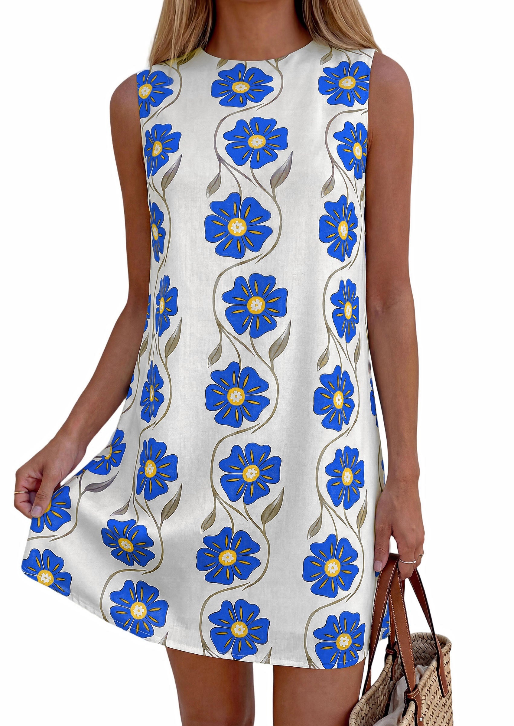 PRETTYGARDEN Sundresses for Women 2026 Summer Elegant Floral A Line Short Party Dress Beach Vacation Clothes PRETTYGARDEN