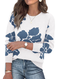 PRETTYGARDEN Womens Floral Sweater Crewneck Pullover Tops | Soft Slouchy Knit Sweater,Casual Long Sleeve,Fall Fashion 2026,Cute Winter Clothes,Work Office Travel Vacation Outfits
