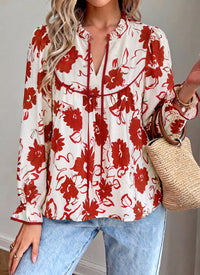 PRETTYGARDEN Women Boho Floral Babydoll Tunic Top