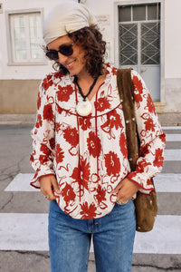 PRETTYGARDEN Women Boho Floral Babydoll Tunic Top