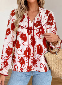 PRETTYGARDEN Women Boho Floral Babydoll Tunic Top
