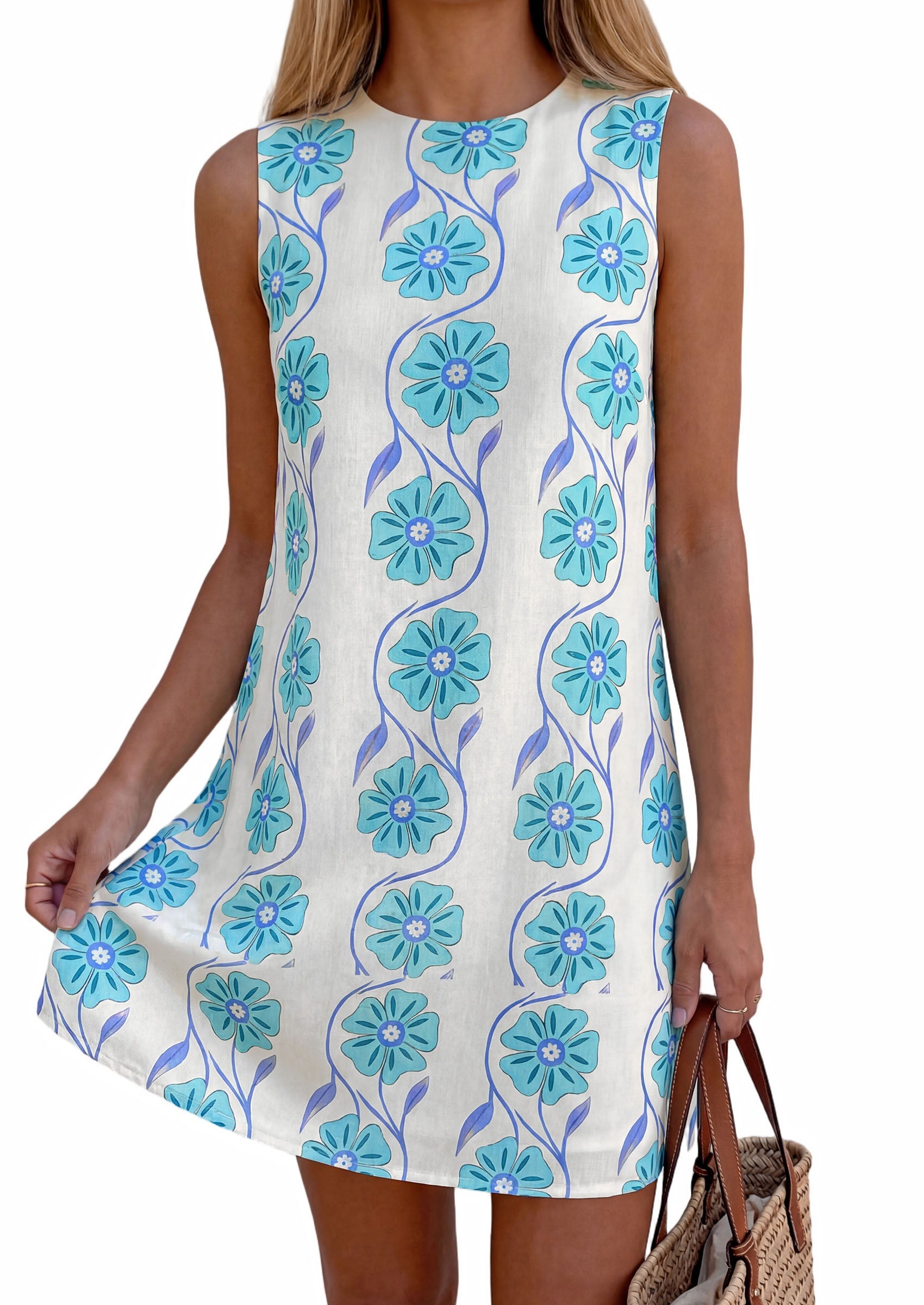 PRETTYGARDEN Sundresses for Women 2026 Summer Elegant Floral A Line Short Party Dress Beach Vacation Clothes PRETTYGARDEN