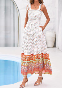 PRETTYGARDEN Women's Summer Maxi Dress Tie Straps Floral Beach Vacation Long Dresses Smocked Boho Sundress with Pockets PRETTYGARDEN