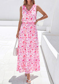 PRETTYGARDEN Womens Summer Floral Maxi Dresses Spring Sleeveless Cowl Neck Flowy Beach Vacation Wedding Guest Long Dress